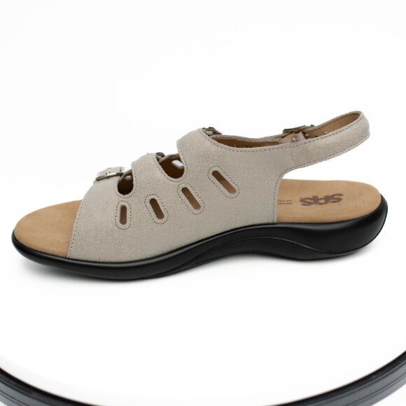SAS Mystic Web Linen Sandals Women 8.5 WW Beige Leather Adjustable Comfort Shoes - Picture 6 of 8